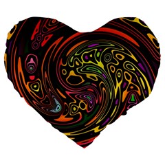 Abstract Tribal Swirl Large 19  Premium Flano Heart Shape Cushions by SpinnyChairDesigns