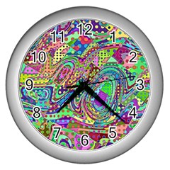 Ugliest Pattern In The World Wall Clock (silver) by SpinnyChairDesigns