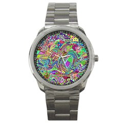 Ugliest Pattern In The World Sport Metal Watch by SpinnyChairDesigns