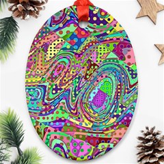 Ugliest Pattern In The World Oval Ornament (two Sides) by SpinnyChairDesigns