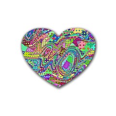 Ugliest Pattern In The World Rubber Coaster (heart)  by SpinnyChairDesigns