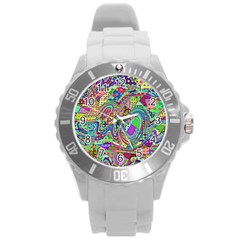 Ugliest Pattern In The World Round Plastic Sport Watch (l) by SpinnyChairDesigns