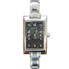 Urban Camouflage Black Grey Brown Rectangle Italian Charm Watch by SpinnyChairDesigns