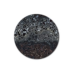 Urban Camouflage Black Grey Brown Rubber Coaster (round)  by SpinnyChairDesigns