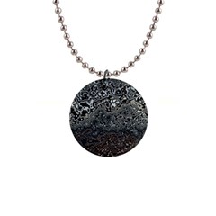 Urban Camouflage Black Grey Brown 1  Button Necklace by SpinnyChairDesigns