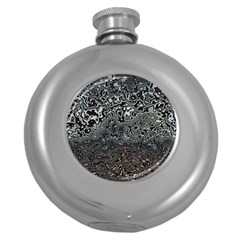 Urban Camouflage Black Grey Brown Round Hip Flask (5 Oz) by SpinnyChairDesigns