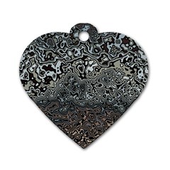 Urban Camouflage Black Grey Brown Dog Tag Heart (one Side) by SpinnyChairDesigns