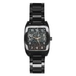 Urban Camouflage Black Grey Brown Stainless Steel Barrel Watch Front