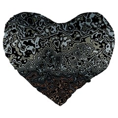 Urban Camouflage Black Grey Brown Large 19  Premium Flano Heart Shape Cushions by SpinnyChairDesigns