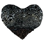 Urban Camouflage Black Grey Brown Large 19  Premium Flano Heart Shape Cushions Front