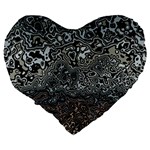 Urban Camouflage Black Grey Brown Large 19  Premium Flano Heart Shape Cushions Back