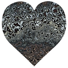 Urban Camouflage Black Grey Brown Wooden Puzzle Heart by SpinnyChairDesigns