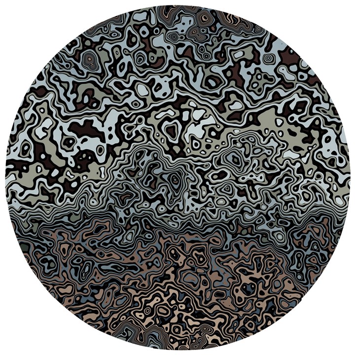 Urban Camouflage Black Grey Brown Wooden Puzzle Round