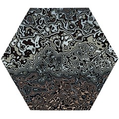 Urban Camouflage Black Grey Brown Wooden Puzzle Hexagon by SpinnyChairDesigns