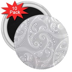 White Abstract Paisley Pattern 3  Magnets (10 Pack)  by SpinnyChairDesigns