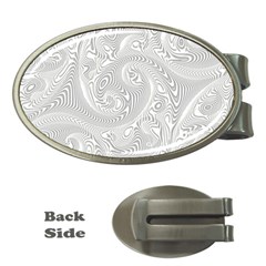 White Abstract Paisley Pattern Money Clips (oval)  by SpinnyChairDesigns