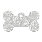 White Abstract Paisley Pattern Dog Tag Bone (Two Sides) Front