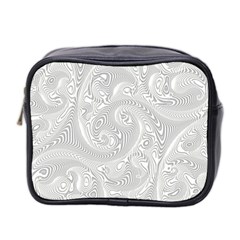 White Abstract Paisley Pattern Mini Toiletries Bag (two Sides) by SpinnyChairDesigns