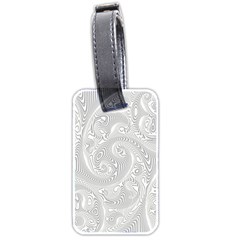 White Abstract Paisley Pattern Luggage Tag (two Sides) by SpinnyChairDesigns