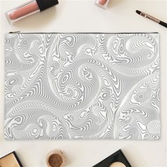 White Abstract Paisley Pattern Cosmetic Bag (xxl) by SpinnyChairDesigns