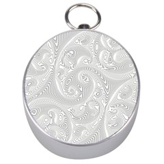 White Abstract Paisley Pattern Silver Compasses by SpinnyChairDesigns