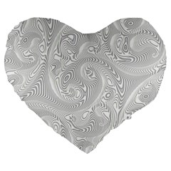 White Abstract Paisley Pattern Large 19  Premium Flano Heart Shape Cushions by SpinnyChairDesigns