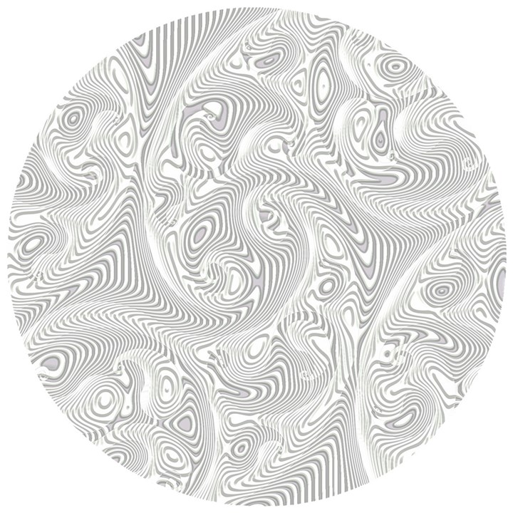 White Abstract Paisley Pattern Wooden Puzzle Round