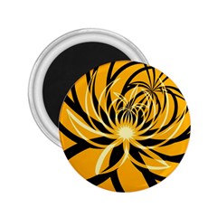 Black Yellow Abstract Floral Pattern 2 25  Magnets by SpinnyChairDesigns