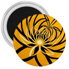 Black Yellow Abstract Floral Pattern 3  Magnets by SpinnyChairDesigns