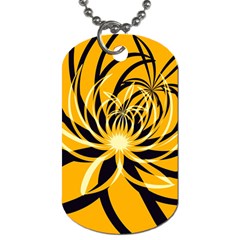 Black Yellow Abstract Floral Pattern Dog Tag (two Sides) by SpinnyChairDesigns