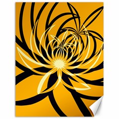 Black Yellow Abstract Floral Pattern Canvas 12  X 16  by SpinnyChairDesigns