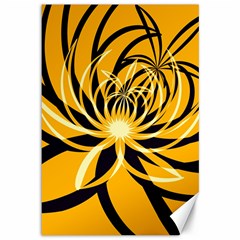 Black Yellow Abstract Floral Pattern Canvas 12  X 18  by SpinnyChairDesigns