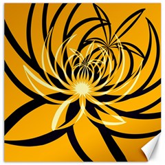 Black Yellow Abstract Floral Pattern Canvas 20  X 20  by SpinnyChairDesigns