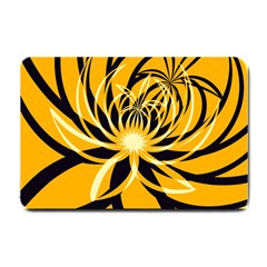 Black Yellow Abstract Floral Pattern Small Doormat  by SpinnyChairDesigns