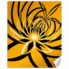 Black Yellow Abstract Floral Pattern Canvas 11  X 14  by SpinnyChairDesigns