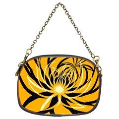 Black Yellow Abstract Floral Pattern Chain Purse (two Sides) by SpinnyChairDesigns