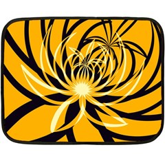 Black Yellow Abstract Floral Pattern Double Sided Fleece Blanket (mini)  by SpinnyChairDesigns