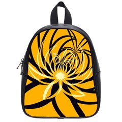 Black Yellow Abstract Floral Pattern School Bag (small) by SpinnyChairDesigns