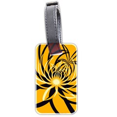 Black Yellow Abstract Floral Pattern Luggage Tag (two Sides) by SpinnyChairDesigns