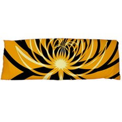 Black Yellow Abstract Floral Pattern Body Pillow Case (dakimakura) by SpinnyChairDesigns