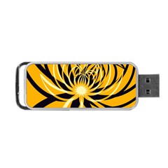 Black Yellow Abstract Floral Pattern Portable Usb Flash (one Side) by SpinnyChairDesigns