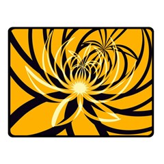 Black Yellow Abstract Floral Pattern Double Sided Fleece Blanket (small)  by SpinnyChairDesigns