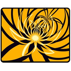 Black Yellow Abstract Floral Pattern Double Sided Fleece Blanket (medium)  by SpinnyChairDesigns