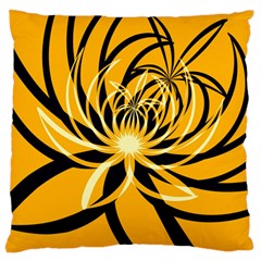 Black Yellow Abstract Floral Pattern Standard Flano Cushion Case (one Side) by SpinnyChairDesigns