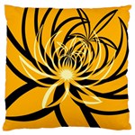 Black Yellow Abstract Floral Pattern Large Flano Cushion Case (Two Sides) Front