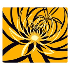 Black Yellow Abstract Floral Pattern Double Sided Flano Blanket (small)  by SpinnyChairDesigns