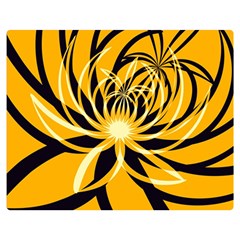 Black Yellow Abstract Floral Pattern Double Sided Flano Blanket (medium)  by SpinnyChairDesigns