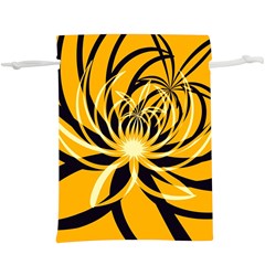 Black Yellow Abstract Floral Pattern  Lightweight Drawstring Pouch (xl) by SpinnyChairDesigns