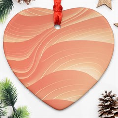 Coral Peach Swoosh Ornament (heart) by SpinnyChairDesigns