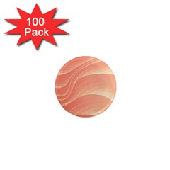 Coral Peach Swoosh 1  Mini Magnets (100 Pack)  by SpinnyChairDesigns